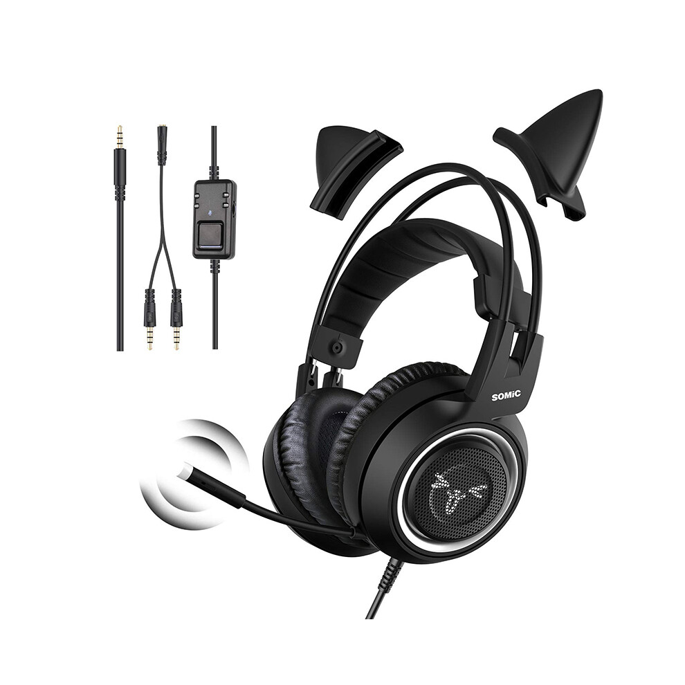 (Black) Headphones Eadphone 3.5Mm Wired Over-Ear Headset Black 6914276013838