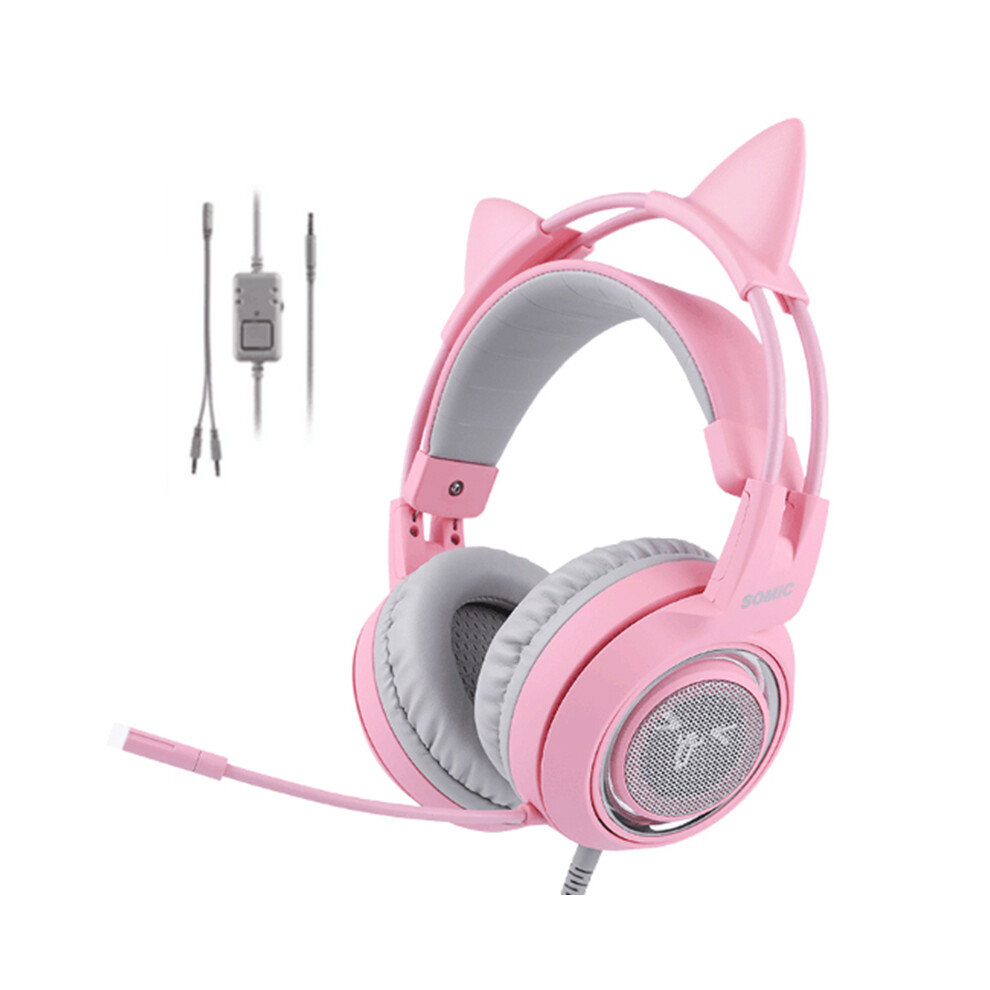 (Pink) Headphones Eadphone 3.5Mm Wired Over-Ear Headset Pink 6914272137880