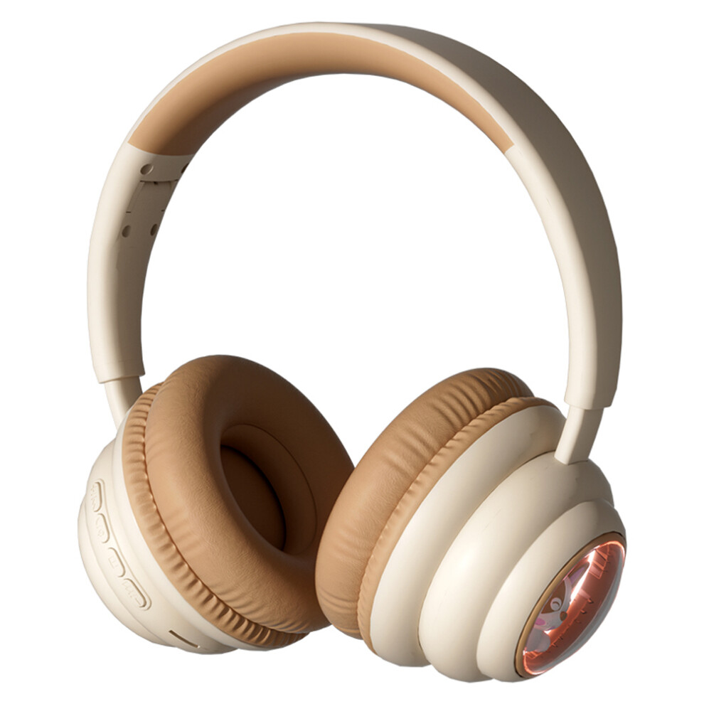 (Beige) Headphones Th Rgb Lights Wired Wireless Headset Beige 6914271457446