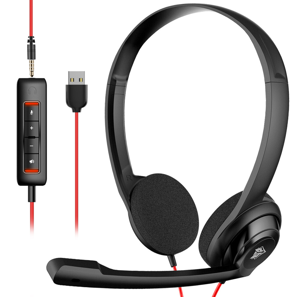 (Black) Headphones Tweight Office Calls Computer Headset Black 6914279346216