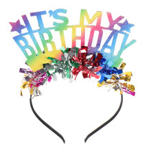Multi Birthday Party Glitter Headband Plastic Crown Hairband