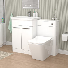 Nes Home White 1100mm Freestanding Basin Cabinet, WC Unit and Square BTW Toilet
