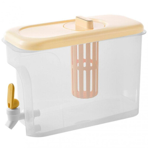 (Creamy Yellow) Iced Fruit Juices Container Stackable No Leaking Water Pitchers for Kitchen