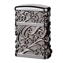 (Black Ice) Portable Metal Lighter Adjustables Windproof Butane Torch Lighter for Lighter Lover