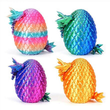 (D Suit 4PCS) 3D Printed Dragons Eggs Flexible Desk Figure Decor for Living Room Bedroom
