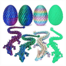 (C Set 4PCS) 3D Printed Dragons Eggs Flexible Desk Figure Decor for Living Room Bedroom