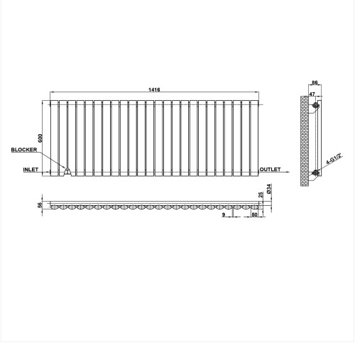 AICA (Single, 600x1416mm) Anthracite Central Heating Oval Column Radiators 2