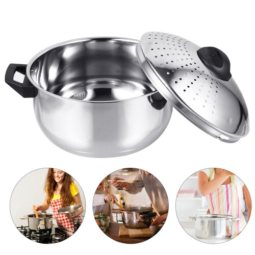 Stainless Steel Pasta Pot With Strainer Lid Lightweight Design 2