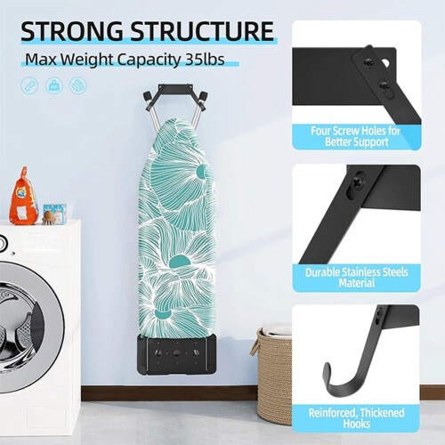 Wall-Mounted Ironing Board Holder For Leg Ironing Boards Compact Steel Bracket 1
