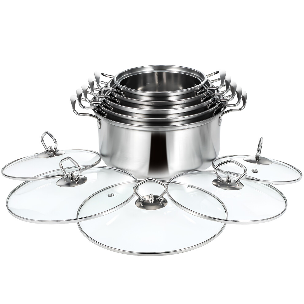 5PCS Induction Non Stick Stainless Steel Cookware Pot Set