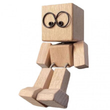 (B) Handmade Shaking Wooden Man Figurine for Car Desk Office Decor Cute Leg Shaking Toy Gift for Friends