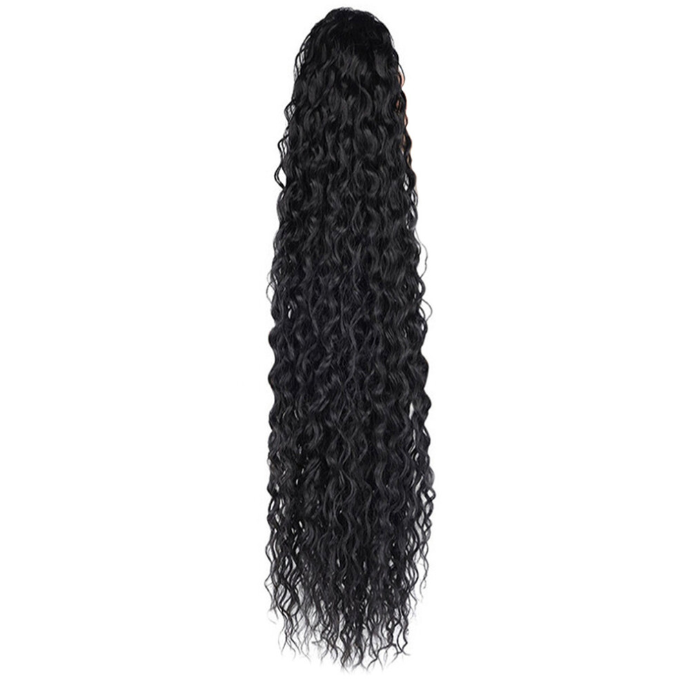Supvox Black Long Wavy Ponytail Extension Synthetic Hair For Braids