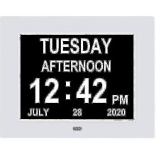 (White) Digital Dementia Clock Calendar Clock Day Date Clock Large Display Large Clear Unabbreviated Time And Date
