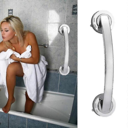 (Silver) Bath Handle Suction Cup Handrail Bathroom Grip Tub Shower Bar Rail 1