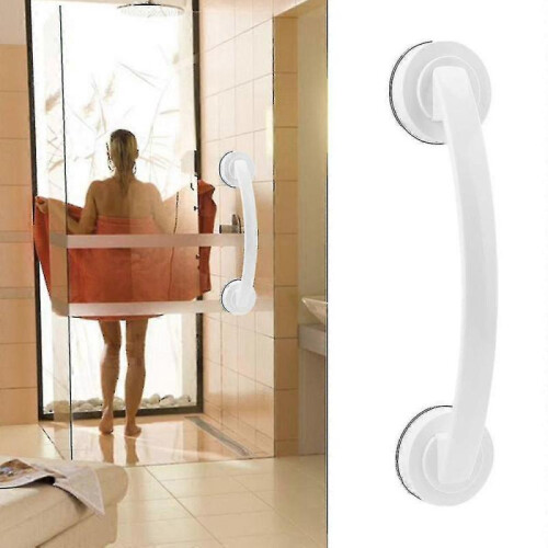 (White) Bath Handle Suction Cup Handrail Bathroom Grip Tub Shower Bar Rail 1