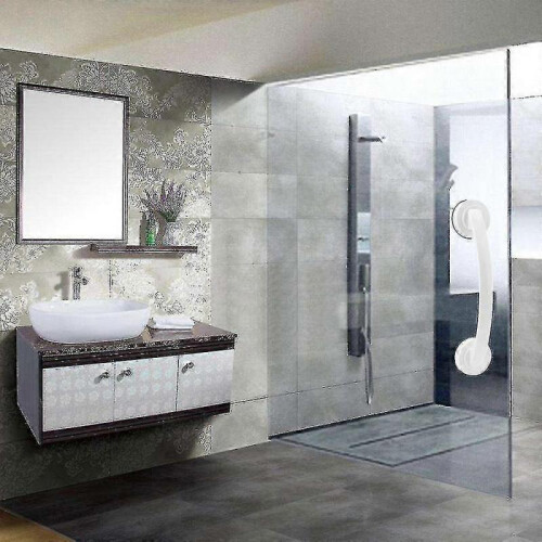 (White) Bath Handle Suction Cup Handrail Bathroom Grip Tub Shower Bar Rail 2