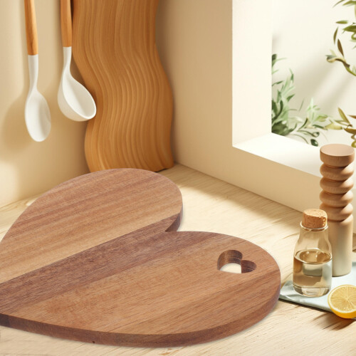 Plat De Service En Bois Forme Cœur Pour Découper Aliments 2