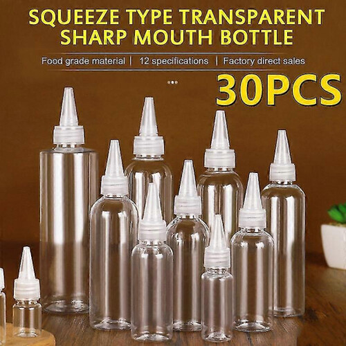 (80ml) 30pcs Plastic Squeeze Dropper Bottle 5-250ml Transparent Sharp-mouth Plastic Squeezable Sub-bottled Split 1