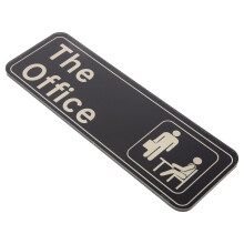 Door Informative Sign The Office Logo Text and Graphics Man