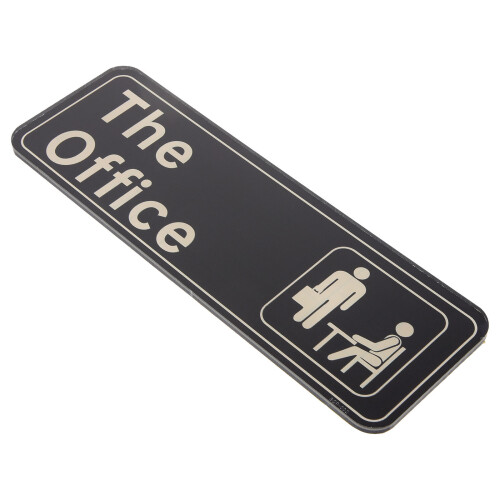 Door Informative Sign The Office Logo Text and Graphics Man