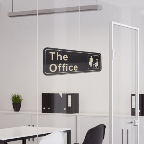Door Informative Sign The Office Logo Text and Graphics Man 2