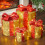 Living And Home (Red+Gold) 4Pcs Christmas Gift Box Decorations with LED String Lights 1