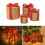 Living And Home (Red+Gold) 4Pcs Christmas Gift Box Decorations with LED String Lights 5