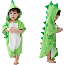 Hooded Baby Bathrobe, Cotton Dinosaur Pattern Cute Bath Towel Kids Robe Beach Swimming Hooded Poncho