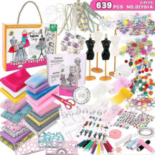 (style5) Fashion Design Kit For Girls  - Creativity Diy Arts & Crafts Kit Sewing Kit For Kids Learning Toys