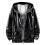 (XL, Black) Mens Shiny Waterproof Hooded Jacket 1