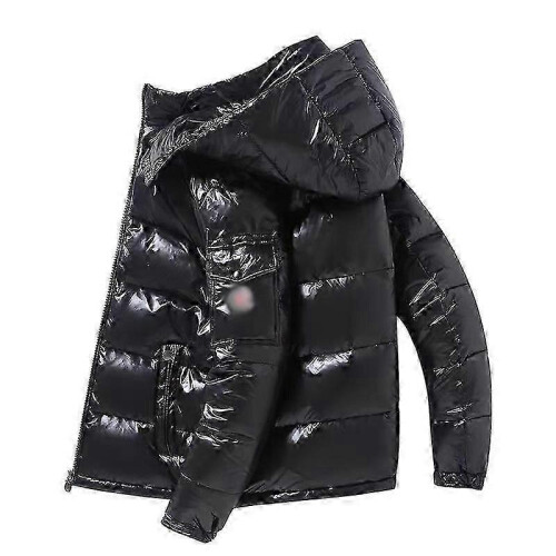 (L) Shiny Down Jacket Men Women Winter Jacket Stand-up Tie Hood Down Jacket 1