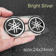 (Bright silver 2.4cm) 3d Yamaha Stickers Emblem Logo Decal Gold White Black Stickervehicle Wraps  x