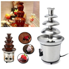 Chocolate Fountain Electric 4-Tier Fondue Pot Set For Chocolates Nacho Cheese Ranch