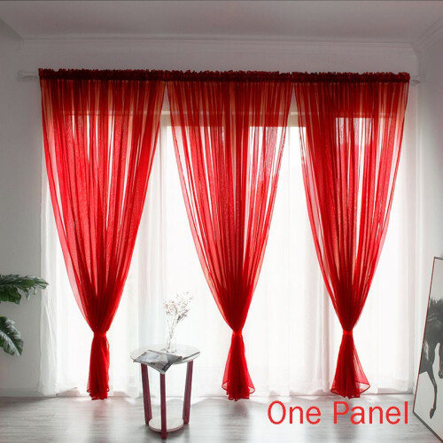 (Red, 200*270cm/78.7*106.3in) Elegant Sheer Solid Panel Window Curtain All Sizes All 1 Panel Colors