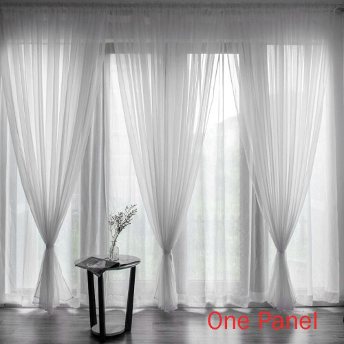 (White, 200*270cm/78.7*106.3in) Elegant Sheer Solid Panel Window Curtain All Sizes All 1 Panel Colors