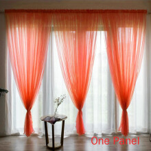 (Orange, 100*200cm/39.4*78.7in) Elegant Sheer Solid Panel Window Curtain All Sizes All 1 Panel Colors