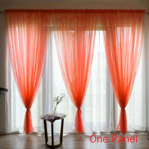 (Orange, 100*200cm/39.4*78.7in) Elegant Sheer Solid Panel Window Curtain All Sizes All 1 Panel Colors