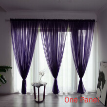 (Dark Purple, 100*200cm/39.4*78.7in) Elegant Sheer Solid Panel Window Curtain All Sizes All 1 Panel Colors