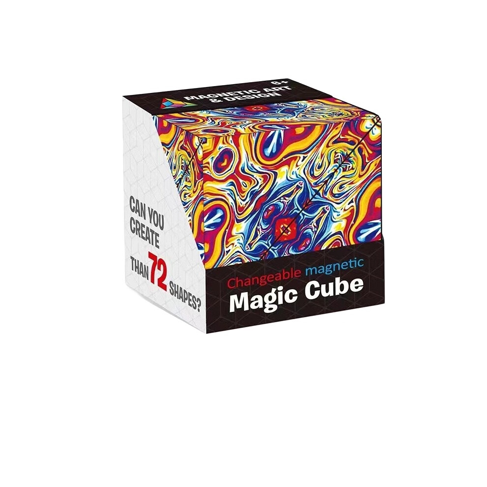 (Style A) Changeable Magic Magnetic Cube 3d Flip Puzzle Toys Ink Ocean Gifts Pattern Kids