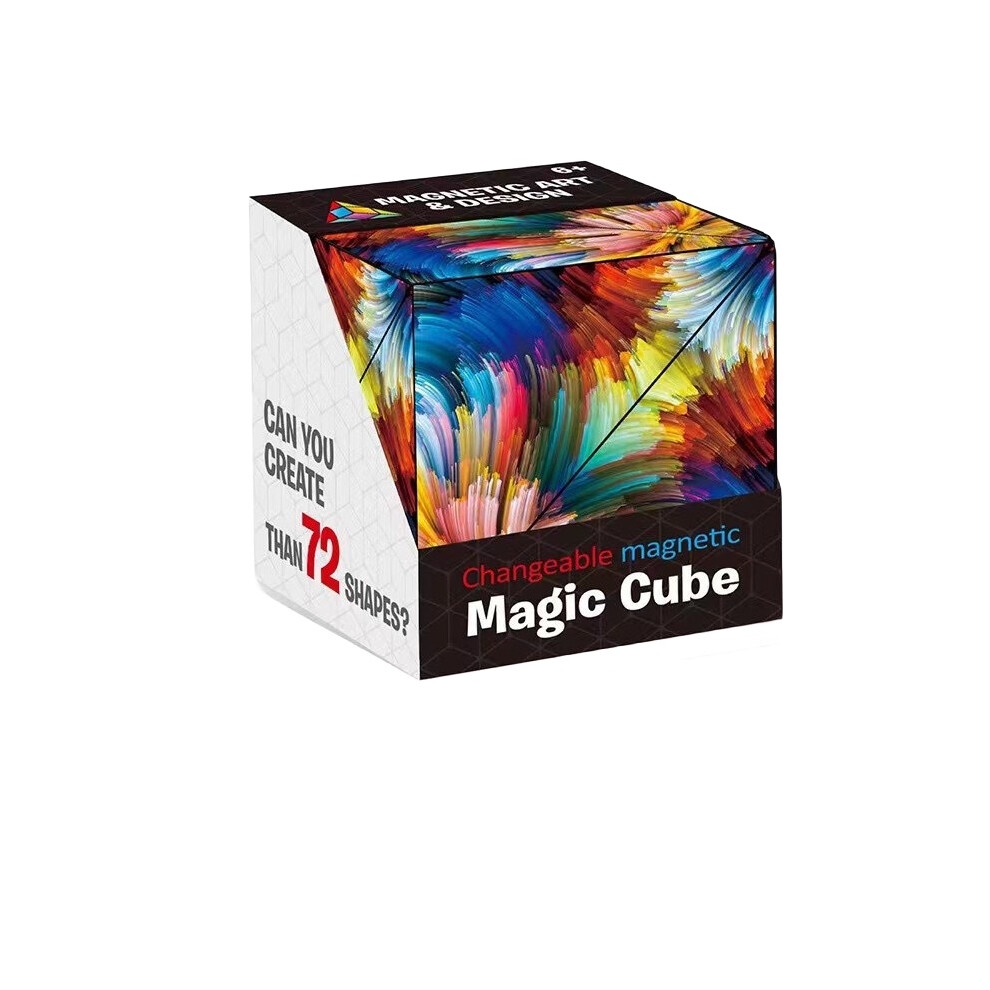 (Style D) Changeable Magic Magnetic Cube 3d Flip Puzzle Toys Ink Ocean Gifts Pattern Kids