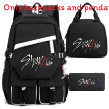 (Black White) Combination Stray Kids Peripheral Backpack Lunch Bag Pen Bag Piece Set 3