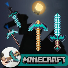 (Voice Control Sword) Light Minecraft Up Torch Night Lamp Usb Rechargeable Miner Ore Toy Gift Gaming