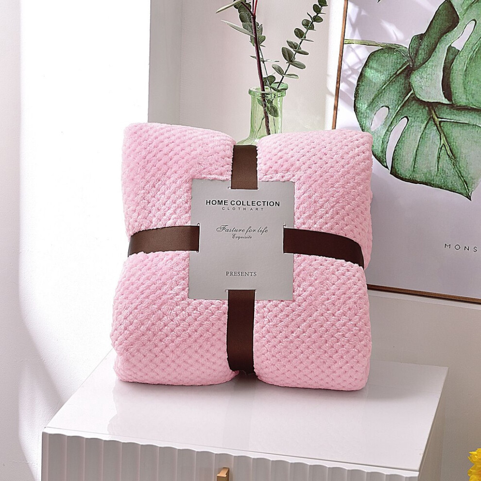 (Pink,180X200Cm/70.86X78.74In)Manta Gofre Palomitas De MaíZ De 4 TamañOs Polar Sofá Cama CáLida Acogedora Manta-image