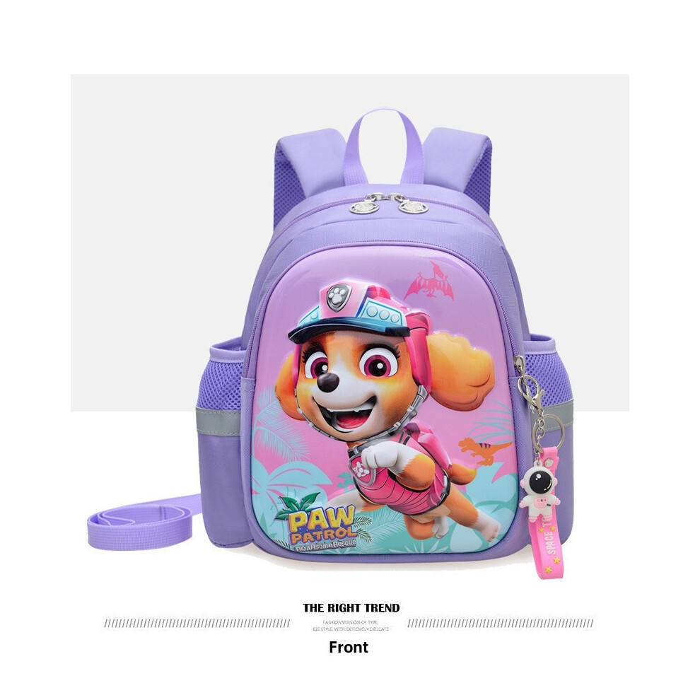 (Purple) Printed Patrol Paw Backpack Children Schoolbag Breathable Water Splashing Anti