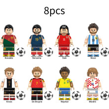 (Style 1) 8pcs Soccer Super Star Building Block Toy Messi Ronaldo Mini Doll Gift Figure