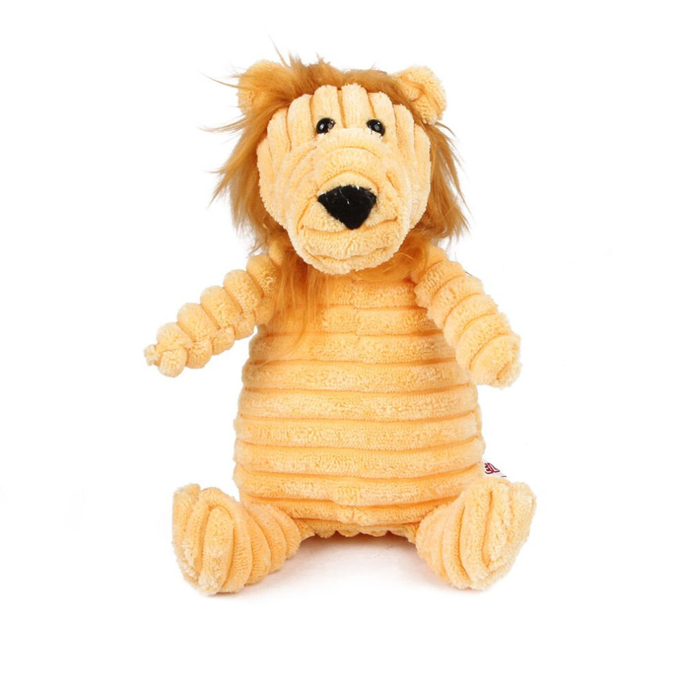 (Lion) Toys Dog Corduroy For Small Large Dogs Animal Shape Plush Pet Squeaky Puppy