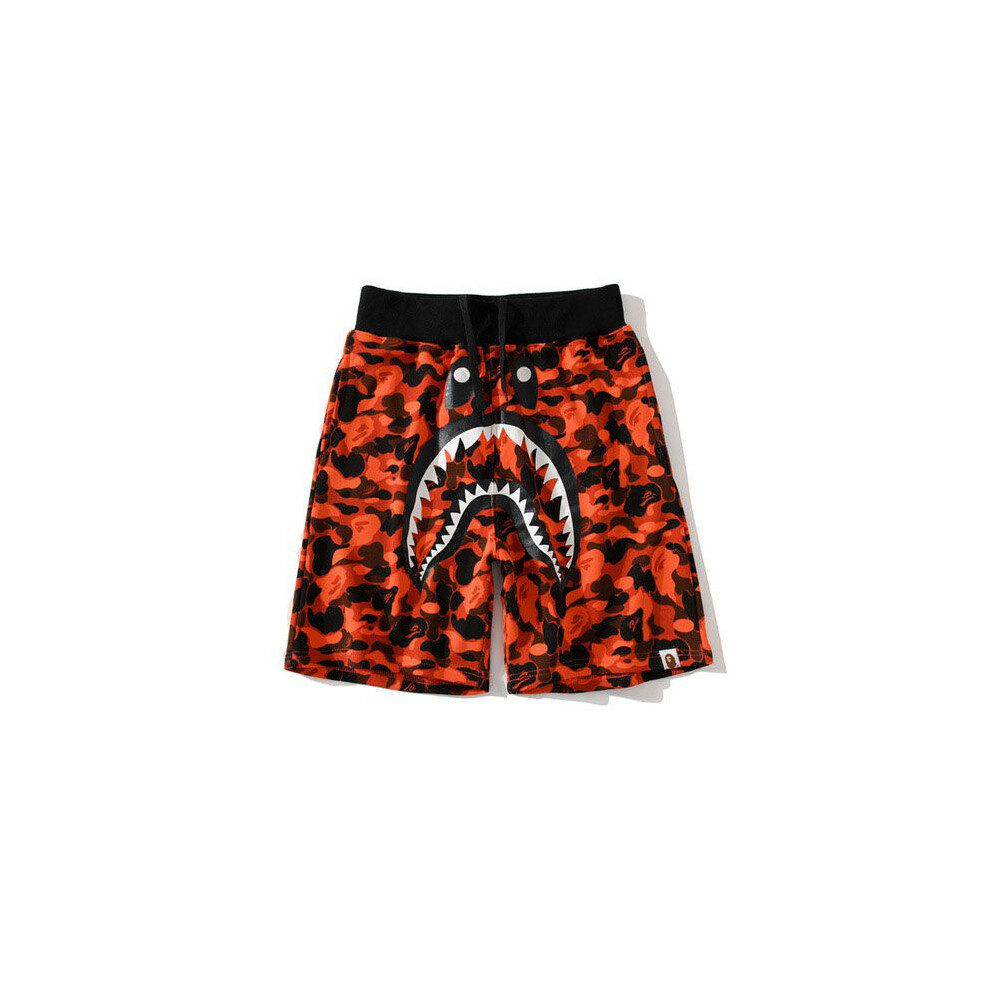 (Crimson, L) Summer New Leisure Popular Logo Camouflage Shark Head Shorts Youth Printed-image-OPC-PJFR9TC-NEW