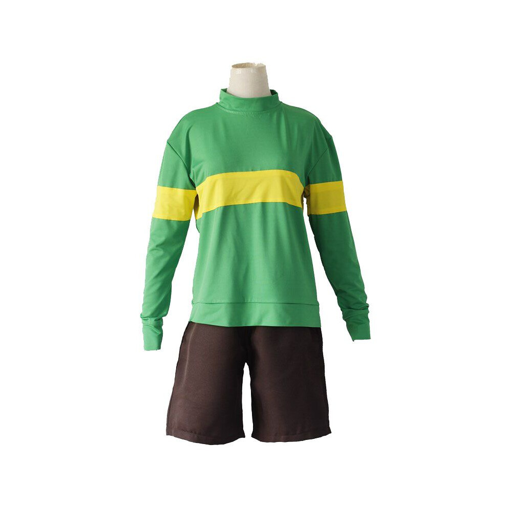 ( Chara T Shirt+Shorts, Male M) Frisk Chara Undertale Cosplay Tshirt Sweatshirt Shorts Pants Outfits Costume Green