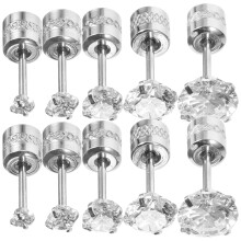 Worgeous 5 Pairs Sterling Silver Hoop Earrings Rhinestone Miss