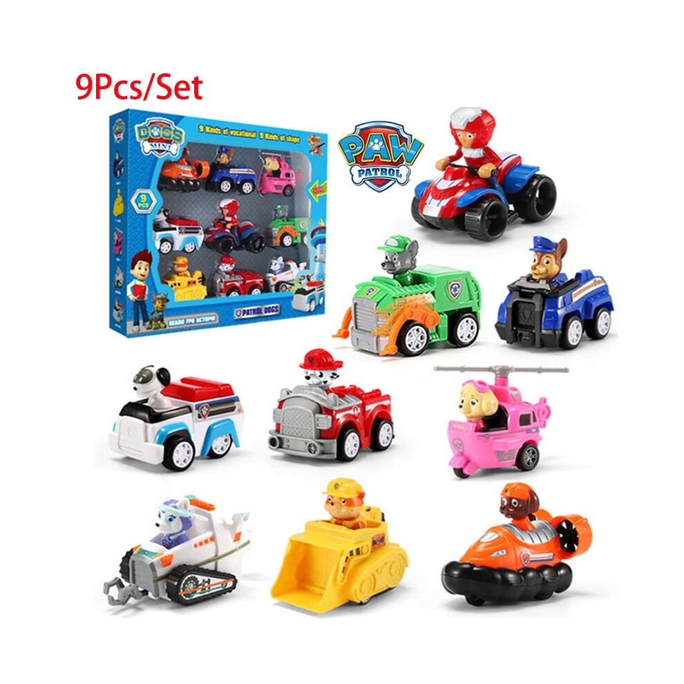 (9Pcs/Set) Toys Patrol Paw Pull Back Cars Vehicle Set Kids Birthday Collections Gifts Xmas